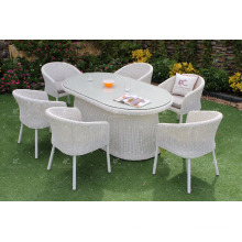 2017 Durable Polyethylene Rattan Powder Coated Aluminum Frame Dining Set for Outdoor Furniture